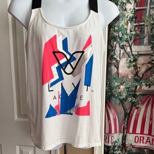 Livi Active White Tank with Pink, Blue & Black Accents
